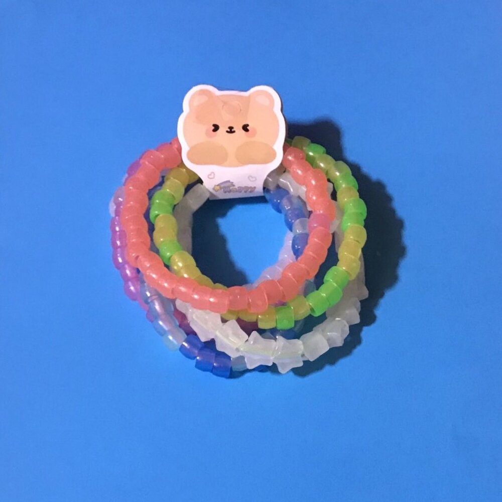 Glow Magic Set of 6 Glow in the Dark Handmade Beaded Bracelets - Stackable - Picture 1 of 2